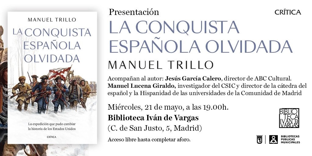 Manuel Trillo (@manueltrillo) on Twitter photo ¡Por fin llegó el día! 'La conquista española olvidada' ya está en las librerías. ¡Nos vemos hoy a las 19.00!
<a href="/Ed_Critica/">Editorial Crítica</a> ¡Por fin llegó el día! 'La conquista española olvidada' ya está en las librerías. ¡Nos vemos hoy a las 19.00!
<a href="/Ed_Critica/">Editorial Crítica</a>
