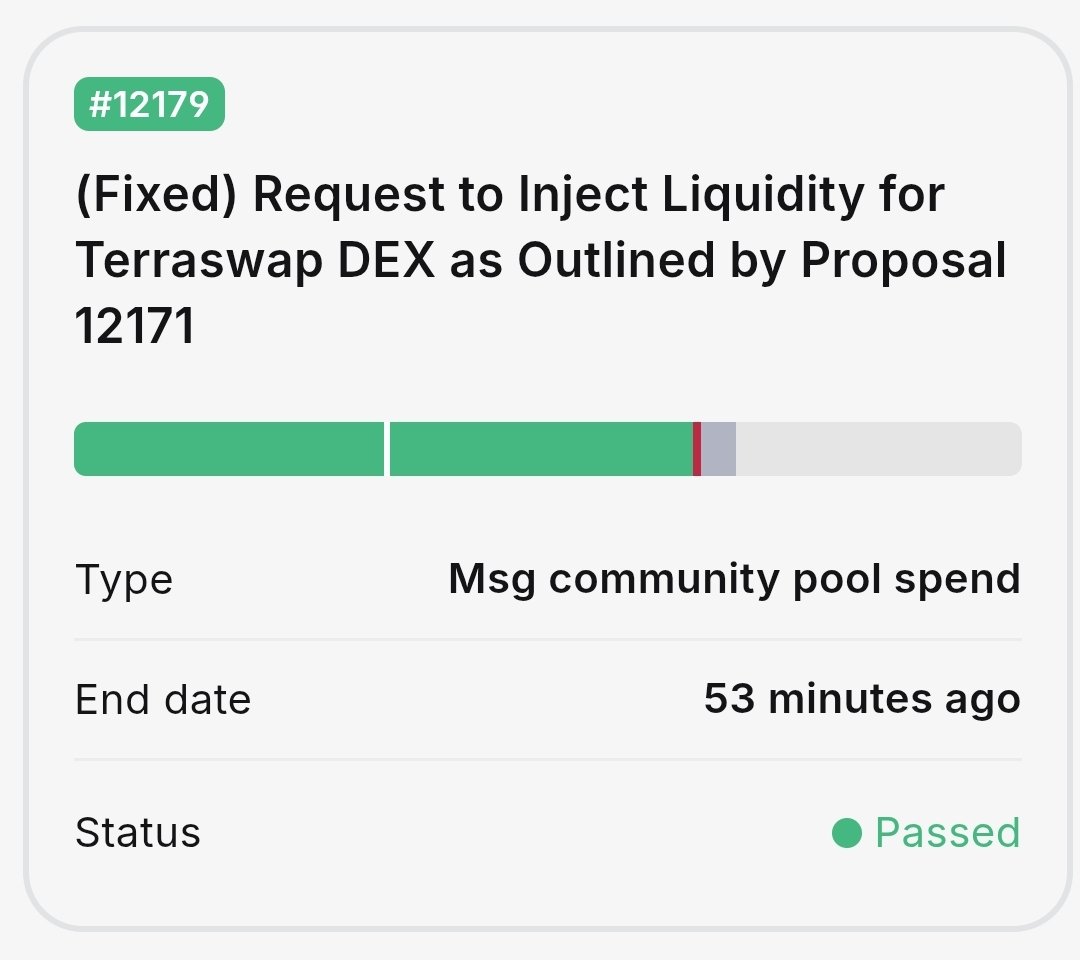 Proposal #12179 just Passed - congrats for <a href="/terraswap_io/">TerraSwap</a> 
#LUNC #USDC