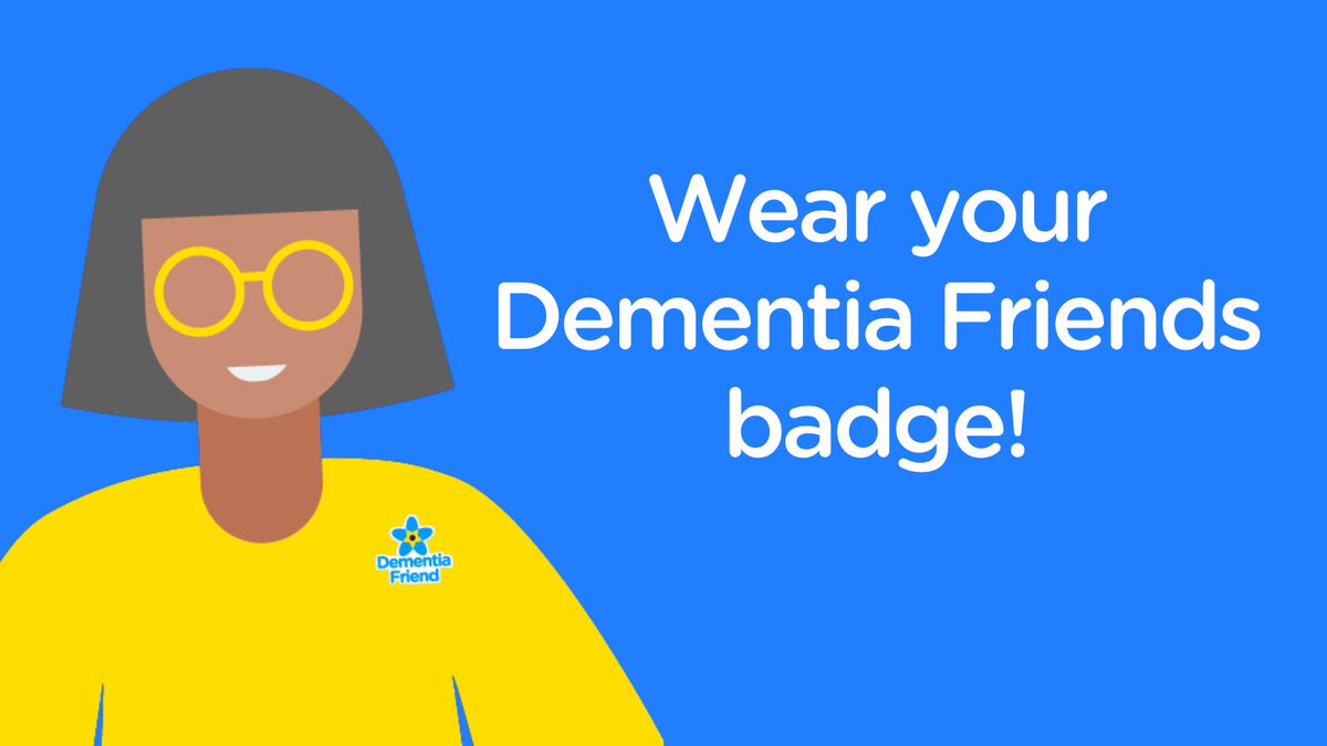 Wear your Dementia Friends badge ✅
 
A simple one for day three of our bingo challenge: Wear your badge front and centre in your outfit to prompt conversation and raise awareness. Bonus points if you tag us in a photo! 👏 

#DementiaActionWeek #DementiaFriendsBingoChallenge