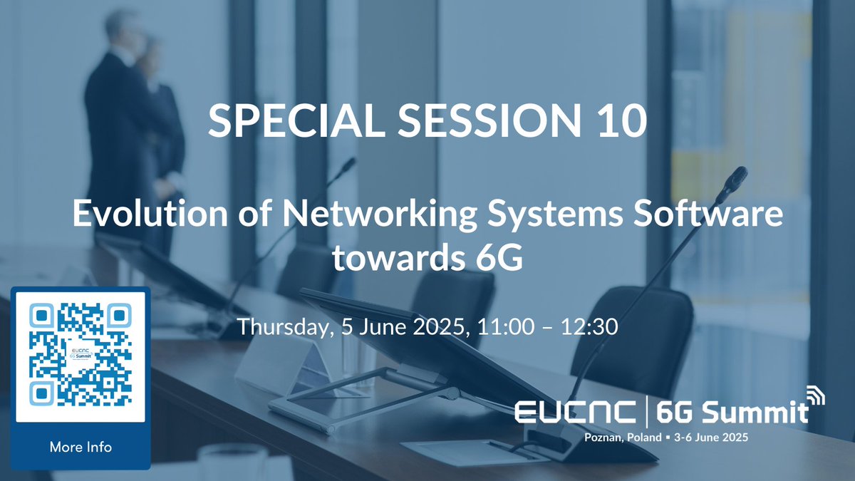 EuCNC's tweet photo. 🧬 Special Session 10 🧬
How must core network software evolve to meet the demands of 6G? Join this session to explore cutting-edge solutions.
🔗 More info: https://t.co/jqPxDn4xql
#EuCNC25 #6GSummit #6G #NetworkSoftware #SS10 https://t.co/q6zAwhyE5u