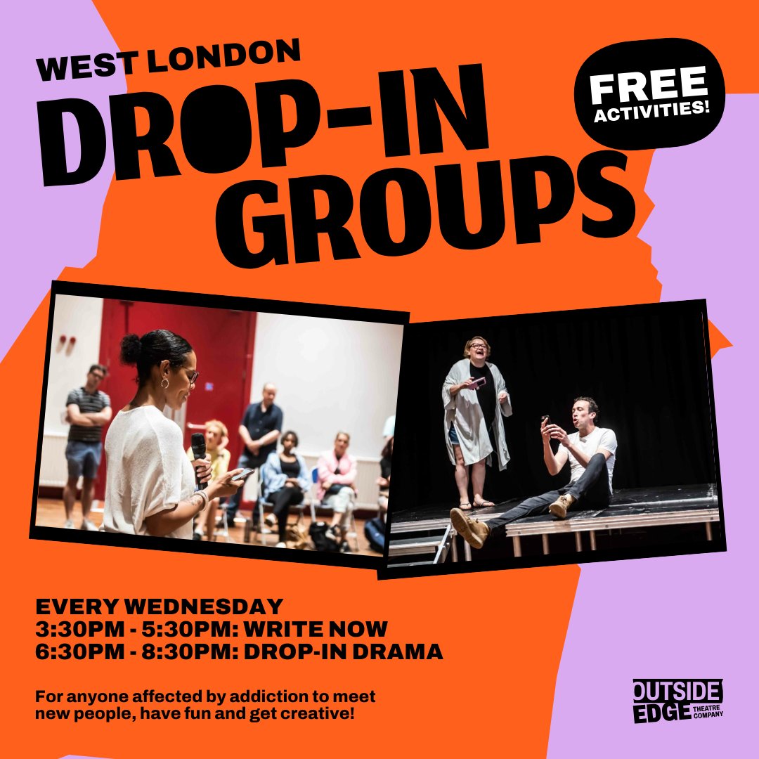 OutsideTheatre's tweet photo. It’s West London Wednesday!
Come along to our free Write Now and Drop-in Drama sessions today in West London—open to all experience levels!
New to Outside Edge? Sign up via our bio link to join the fun.
#FreeWorkshops #DramaAndWriting #ArtsAndHealth https://t.co/O1MMtjyjdb