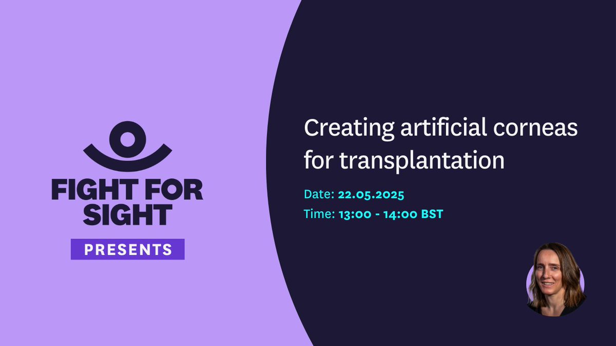 fightforsightUK's tweet image. Less than 24 hours until our webinar with Dr Hannah Levis on using artificial cornea transplants to #SaveSightChangeLives!
Save your spot ➡️ ow.ly/1EqI50VVHEC
#Research #CornealTransplant #Webinars