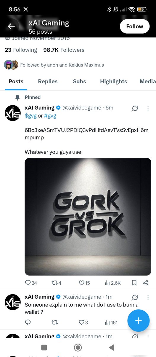 Ladgoingwild's tweet image. Don't know what this account is about @xaivideogame 
But it creates tokens and then rugged.
Post, pump and dump.
Already posted and deleted post .
Shame
$gvg #gvg #grok #gork