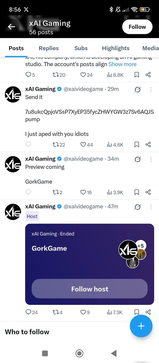 Ladgoingwild's tweet image. Don't know what this account is about @xaivideogame 
But it creates tokens and then rugged.
Post, pump and dump.
Already posted and deleted post .
Shame
$gvg #gvg #grok #gork