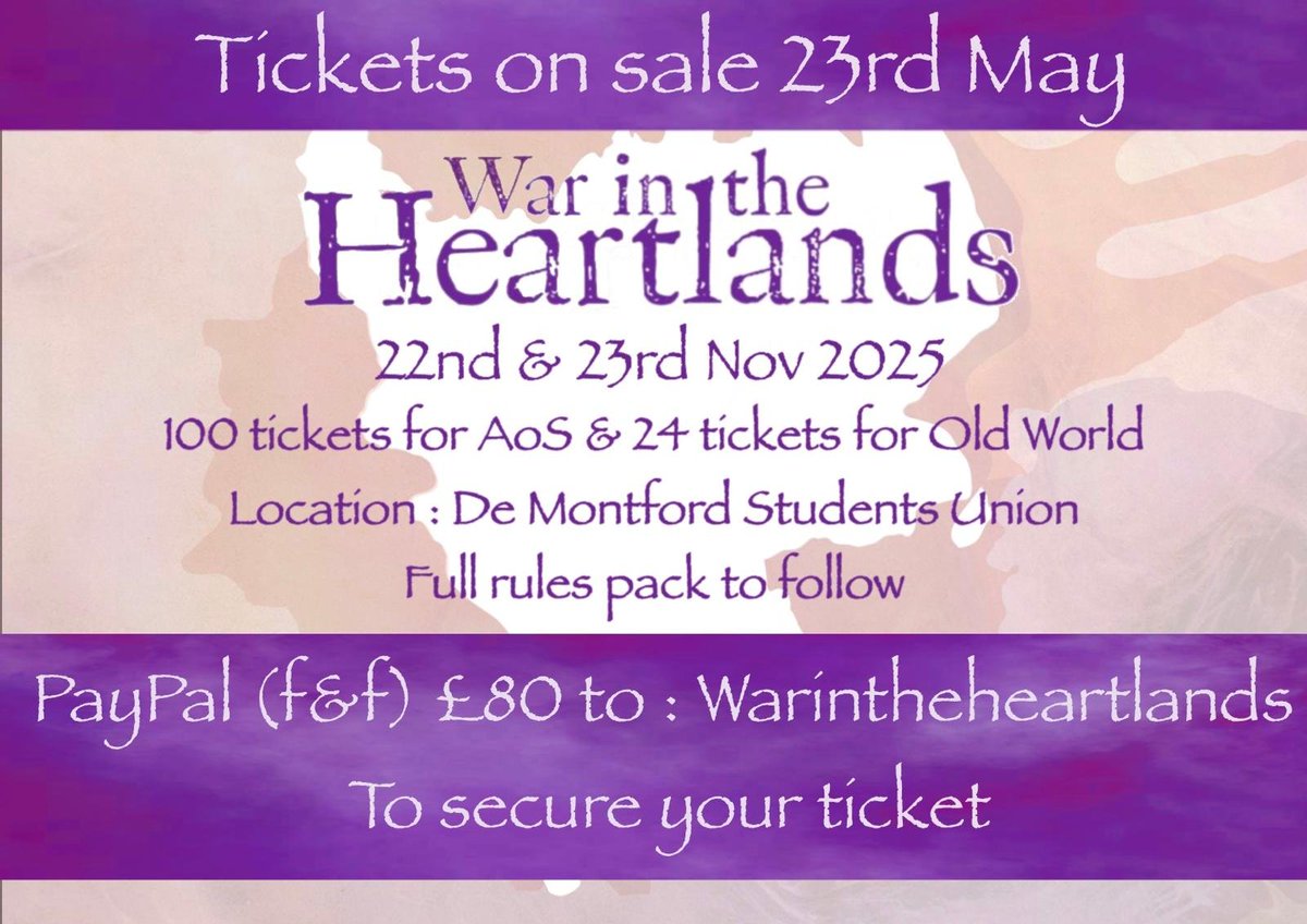 Tickets for this years War in the Heartlands will be on sale from this Friday!