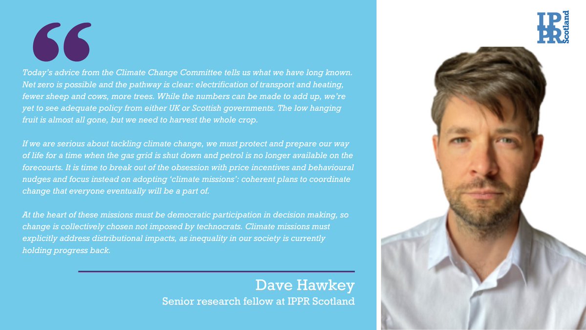 IPPR Scotland (@ipprscotland) on Twitter photo ⚠️It is time to focus on adopting “climate missions”: coherent plans to coordinate change that everyone eventually will be a part of.
Our full statement on the Climate Change Committee's advice published today⤵️
<a href="/davehawkey_/">Dave Hawkey</a> ⚠️It is time to focus on adopting “climate missions”: coherent plans to coordinate change that everyone eventually will be a part of.
Our full statement on the Climate Change Committee's advice published today⤵️
<a href="/davehawkey_/">Dave Hawkey</a>