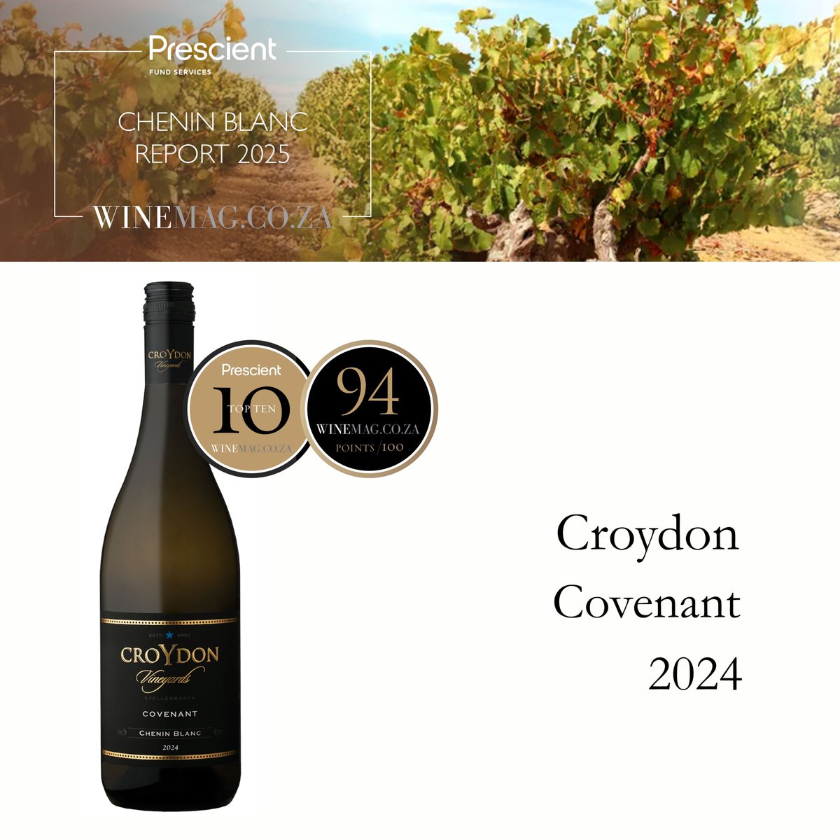 Congratulations to Croydon on Covenant 2024 rating 94 and placing Top 10 in the PFS Chenin Blanc Report 2025: winemag.co.za/wine/best/chen…