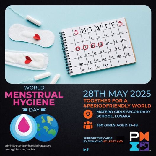 PMI Zambia marks #WorldMenstrualDay2025 by donating pads to 350 girls + hosting talks on menstrual health, confidence &amp; careers 
We’re inviting contributions toward pad donations to reach more

💖Donate K100 = 4 packets for 1 girl
FNB A/C 62871569673
Momo: 0977765804 (Chilombo)