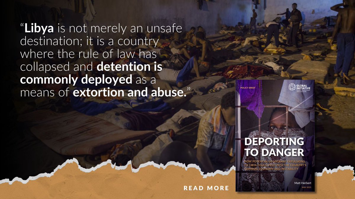 🗞️ Reports that the US may deport migrants to #Libya have raised serious concerns.

Our new publication examines how such expulsions could expose individuals to harm and reinforce Libya’s criminal and detention economies.

👉Read more: buff.ly/lpTYSIY