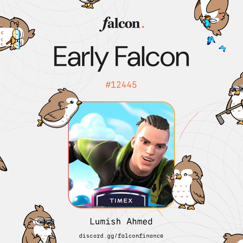 Hasanurnft's tweet photo. Officially a proud Early Falcon.

Yield enjoyer since day zero. 

Only with @falconfinance 🦅⛽️ https://t.co/suYO1tfNk6