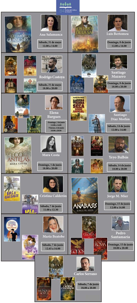 ¡Nuestras firmas en la FERIA DEL LIBRO DE MADRID 2025!

🗓️Del viernes 30 de mayo al domingo 15 de junio
⏰Desde las 10.30h
📚Parque del Retiro

<a href="/FLMadrid/">Feria del Libro de Madrid</a>

<a href="/Anasalamancaa/">Ana Salamanca</a>
<a href="/eleBargues/">Elena Bargues</a>
<a href="/mara_bookanera/">Mara_bookanera</a> 
<a href="/calderon_autora/">Cristinacalderon_escritora</a> 
<a href="/mariabeatobe/">Maria Beatobe escritora</a> 
<a href="/SantiMazarro/">Santiago Mazarro</a> 
<a href="/PESantamaria/">Pedro Santamaria</a>