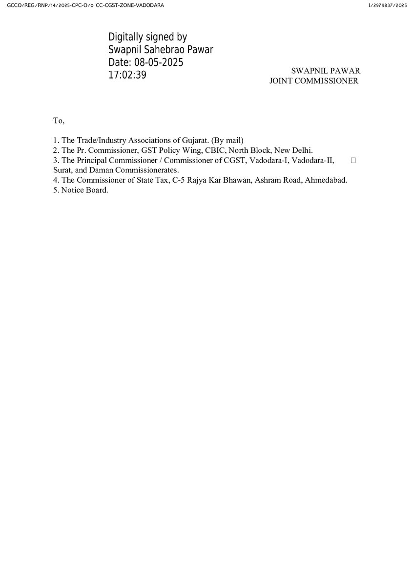 PUBLIC NOTICE DATED 08.05.2025
GRIEVANCE REDRESSAL MECHANISM FOR GST APPLICANTS