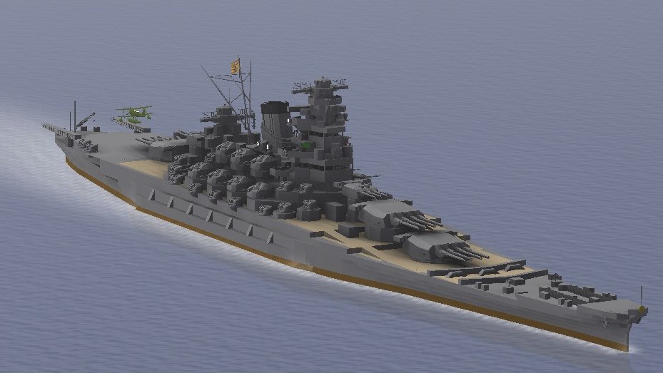 aohige_game's tweet photo. 改大和型戦艦
38センチ4連装砲搭載し、12.7センチ高角砲を長10センチ高角砲に変更
#navalcraft https://t.co/t8kjNh37vN