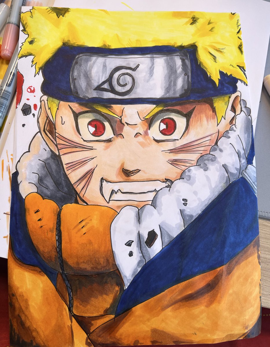 SketchStern's tweet photo. First time using #copic 
🍥#naruto 🦊 https://t.co/1D4hMOwxJM