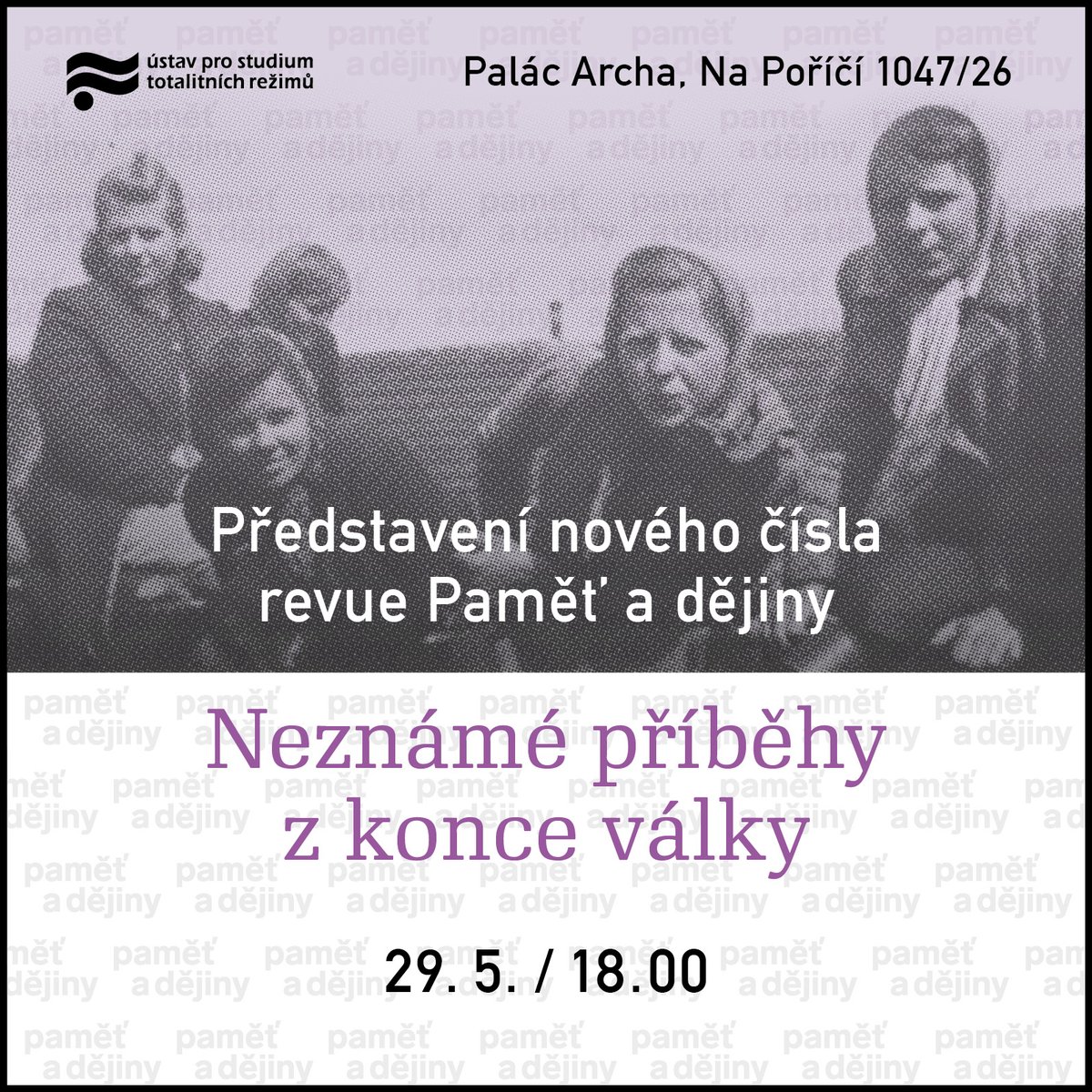 Už příští čtvrtek budeme v Arše představovat nové číslo Paměti a dějin. Tak dorazte, bude se mluvit mj. o rozhlasové tragédii, unikátním svědectví z Dachau a teroru v Košicích. Veškeré info najdete na webu ÚSTR ⤵️ustrcr.cz/akce/nezname-p…