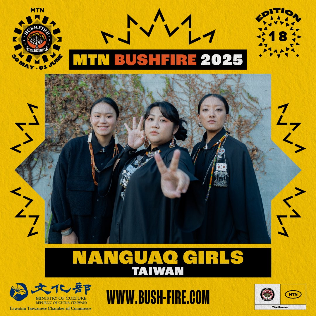 MTN Bushfire (@mtnbushfire) on Twitter photo Meet The <a href="/nanguaq/">Nanguaq那屋瓦</a> Girls, a radiant Paiwanese folk trio curated by <a href="/abaotw_/">ABAO 阿爆_阿仍仍</a>; Blending ancestral harmonies with Gen Z flair, their sound is bold, rooted, & unforgettable. Catch them @ the #MTNBushfire2025 fest, supported by Taiwan’s Ministry of Culture.
#BRINGYOURFIRE #NanguaqGirls Meet The <a href="/nanguaq/">Nanguaq那屋瓦</a> Girls, a radiant Paiwanese folk trio curated by <a href="/abaotw_/">ABAO 阿爆_阿仍仍</a>; Blending ancestral harmonies with Gen Z flair, their sound is bold, rooted, & unforgettable. Catch them @ the #MTNBushfire2025 fest, supported by Taiwan’s Ministry of Culture.
#BRINGYOURFIRE #NanguaqGirls