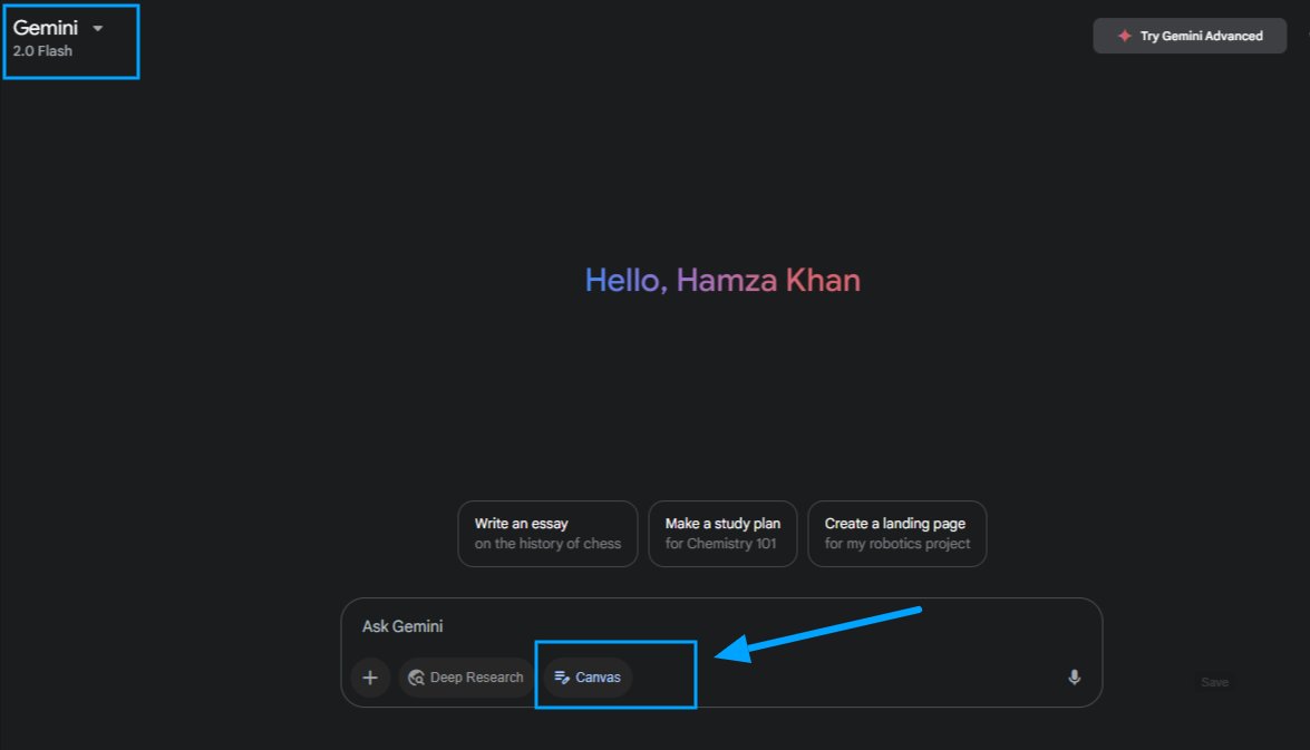 🚨 Breaking: Google Gemini 2.0 Pro can build websites now.

Gemini 2.0 just got a powerful " CANVAS " feature that can build any website from a Document.

And it's just drag and drop.

Here are the 4 Steps to build websites with Gemini 2.0: