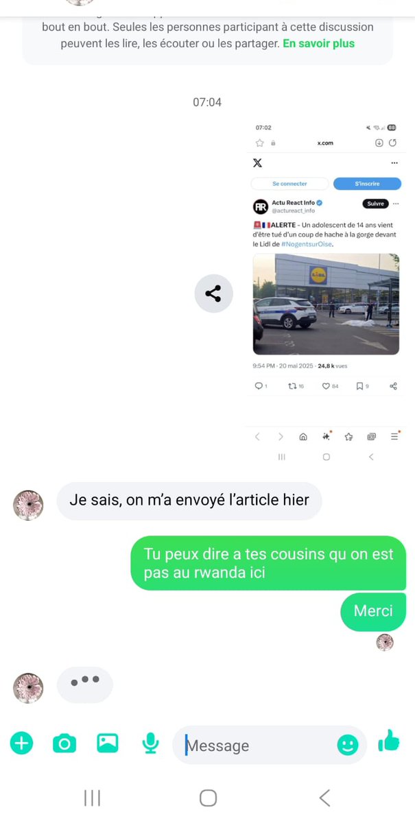 enculeunwokiste's tweet photo. Mon frangin qui balance ça à sa pote reubeu de Creil... jsuis KO 😂 
Elle sait depuis longtemps que c est un pro Zemmour mais ils s adorent 😊
#NogentSurOise #Lidl https://t.co/7PlmHRH44w