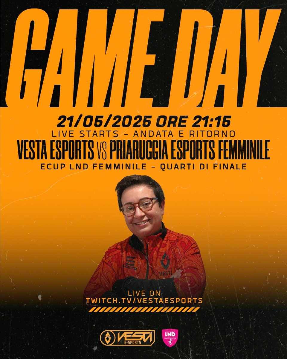 VESTA Calcio (@vesta_calcio) on Twitter photo QUARTI DI FINALE 🎮
Vesta eSports 🆚 Priaruggia Esports Femminile
Ore 21:15
👾 m.twitch.tv/vestaesports
<a href="/ErrEtoo/">Err_Etoo (EL Barqi)</a> @flajack22 <a href="/LNDEsport1/">LND Esport</a> QUARTI DI FINALE 🎮
Vesta eSports 🆚 Priaruggia Esports Femminile
Ore 21:15
👾 m.twitch.tv/vestaesports
<a href="/ErrEtoo/">Err_Etoo (EL Barqi)</a> @flajack22 <a href="/LNDEsport1/">LND Esport</a>