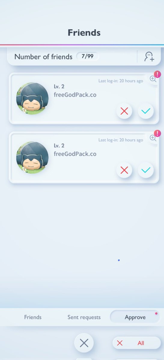 JimbosPokelab's tweet photo. Would be nice if @PokemonTCGP would allow us to block profiles. 3rd day in a row where I've received a friend request from what's obviously a cheating/modding discord. 

I'd even settle for an option to report people like this.

#PokemonTCGPocket #Pokemon #PokemonTCG https://t.co/TiC5Qge0fl