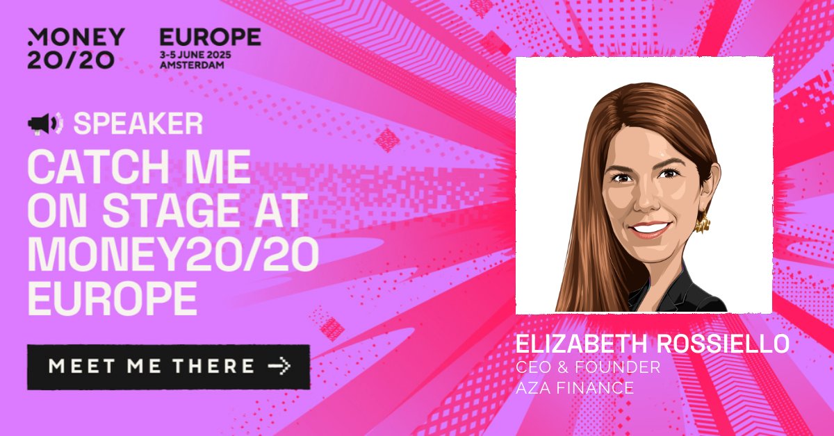 AZA Finance (@aza_africa) on Twitter photo Going to <a href="/money2020/">Money20/20</a> Europe?
Catch Elizabeth Rossiello, our CEO, live on stage in Amsterdam next month. Connect with her or shoot us a DM and we'll be in touch.
See you there!🤝
#Money2020EU Going to <a href="/money2020/">Money20/20</a> Europe?
Catch Elizabeth Rossiello, our CEO, live on stage in Amsterdam next month. Connect with her or shoot us a DM and we'll be in touch.
See you there!🤝
#Money2020EU