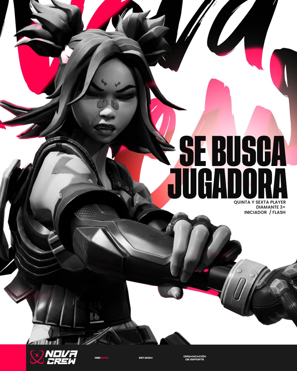 NovaCrew (@novacrews) on Twitter photo En NovaCrew estamos en busca de JUGADORAS nuestro nuevo roster FEMENINO de #VALORANT en LAN. ⭐️
Requisitos:
🟢Elo: Diamante 3+
🟢Disponibilidad horaria
🟢Rol: Duelista y IGL
🟢Formulario: forms.gle/UySTJ3ZoThuodM…
Mucha suerte chicas! #GoNova <a href="/BusquedaEsports/">Búsqueda Esports</a> En NovaCrew estamos en busca de JUGADORAS nuestro nuevo roster FEMENINO de #VALORANT en LAN. ⭐️
Requisitos:
🟢Elo: Diamante 3+
🟢Disponibilidad horaria
🟢Rol: Duelista y IGL
🟢Formulario: forms.gle/UySTJ3ZoThuodM…
Mucha suerte chicas! #GoNova <a href="/BusquedaEsports/">Búsqueda Esports</a>