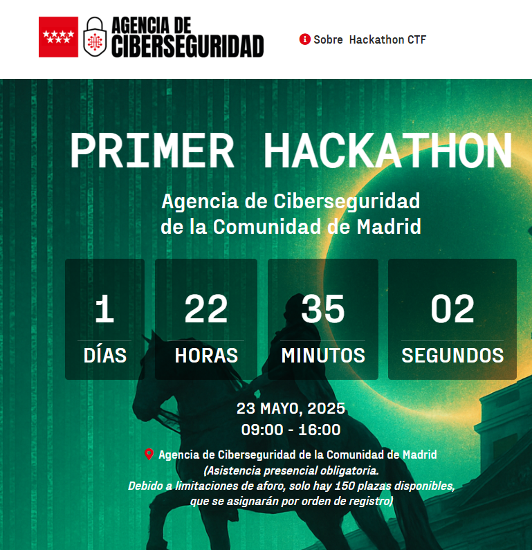 <a href="/EnriqueITE/">Enrique Serrano Aparicio</a> Founder &amp; CEO at hackrocks, nos comenta que aún quedan plazas en el Capture The Flag de la Agencia de Ciberseguridad de la Comunidad de Madrid. Animaros!
x.com/EnriqueITE/sta…