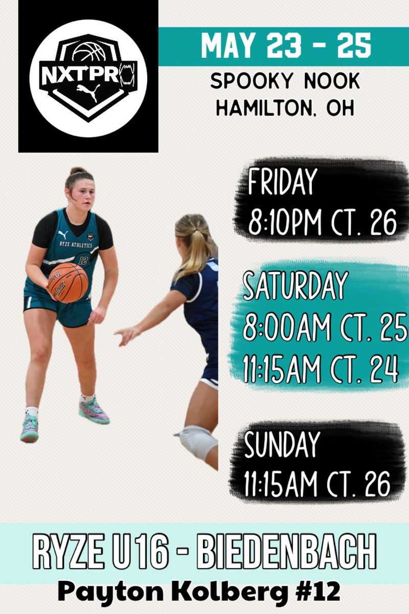 <a href="/PRO16G/">NXTPRO Girls League</a> schedule w/ <a href="/RyzeAthletics/">RYZE Athletics</a> this weekend @ Spooky Nook. <a href="/EVC32/">Coach V</a> <a href="/MBied1/">Matt Biedenbach</a> <a href="/OHSgbball/">Lady Braves Basketball</a> <a href="/ProspectShowcse/">Prospect_ShowcaseWBB</a> <a href="/mikemillsnc/">Mike Mills WBB College Recruiting</a> <a href="/keith_curry/">adrian curry</a> <a href="/angie_saiter/">Angie Saiter</a> <a href="/CoachKhalilS/">Khalil Shakir 🏀</a> <a href="/Damanig3/">Damani</a> <a href="/coachbeechum/">Derrick Beechum</a> <a href="/Coach_AmberG/">Amber Gooden</a> <a href="/PGH_Ohio/">Prep Girls Hoops Ohio</a> <a href="/JrAllStarBB/">Jr. All-Star Girls Basketball</a> <a href="/SamMcGough2027/">Samantha McGough</a> <a href="/AlexanderA2028/">Ava Alexander</a>  <a href="/Carmela2027/">@CarmelaBiedenbach_2027</a> <a href="/TyleeDavis04/">Tylee Davis</a>
