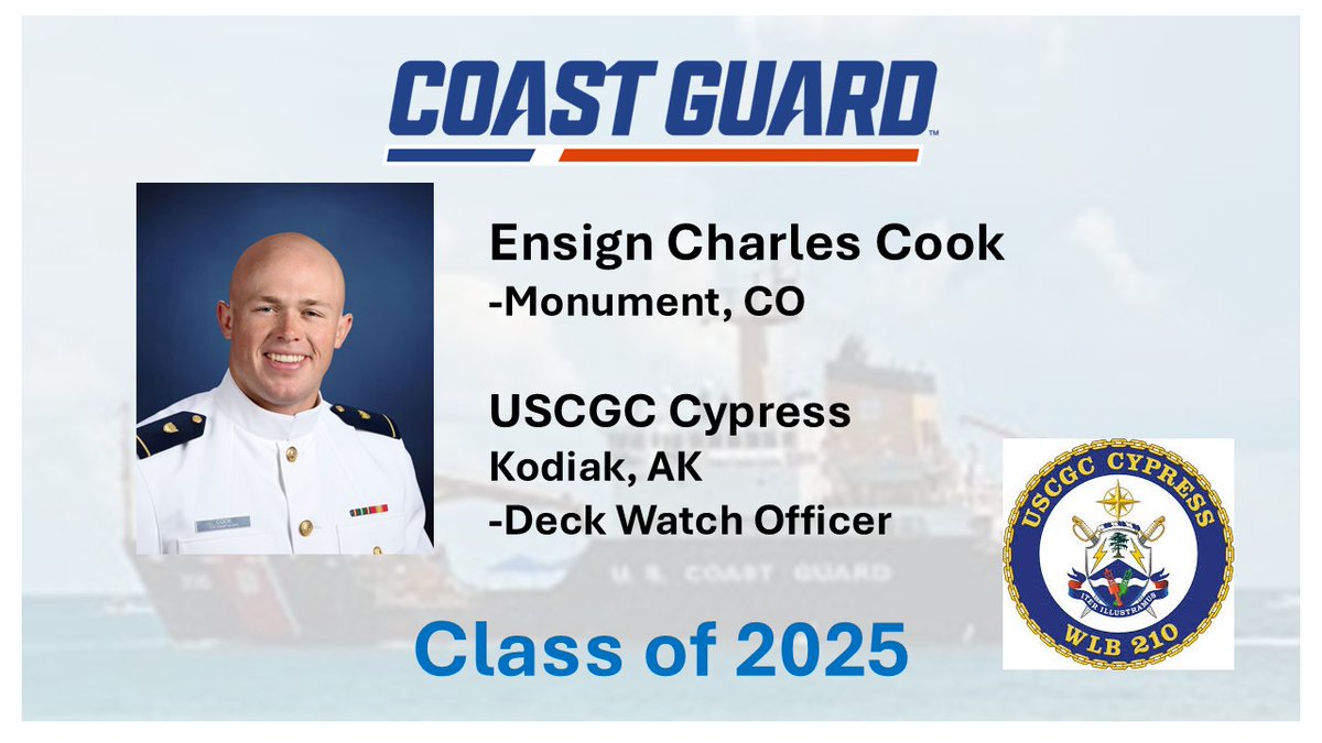 "Cookie" will be headed to Alaska to start his Coast Guard career.
