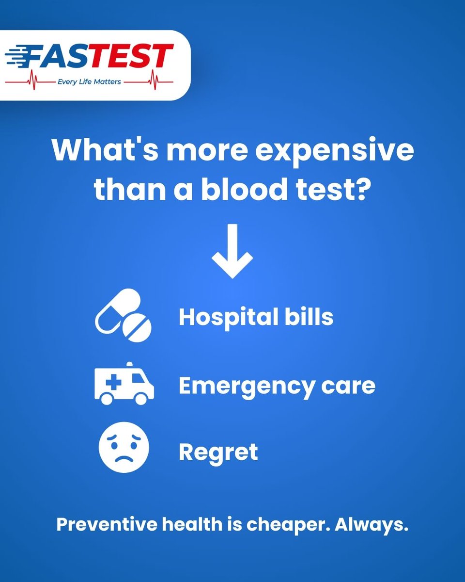 fastest_health's tweet photo. Some things cost more when delayed.
Your health is one of them. 🧠💔
A quick test today can save a crisis tomorrow.
You choose.
#preventivecare #stayahead #selfcare #healthfirst #healthtips #bloodtest #healthtest #fastestdiagnostics https://t.co/netE9aivlR