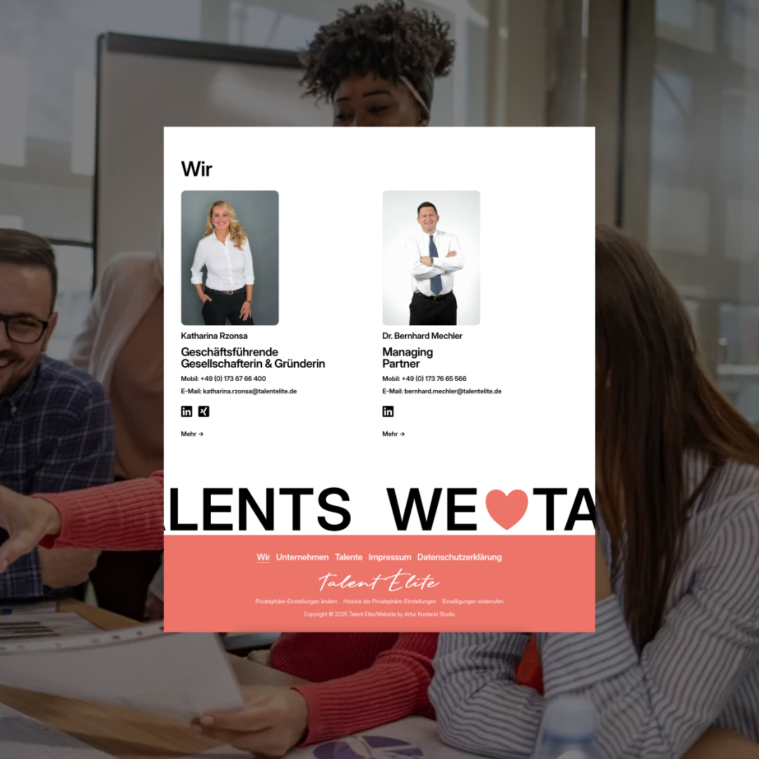 artkostecki's tweet photo. A new website for the German headhunting company Talent Elite.
Live website: https://t.co/GmvkUOwwCo

#webdesign #minimal #website #design #figma #wordpress #headhunting #elementor https://t.co/KuqyM7bEcQ