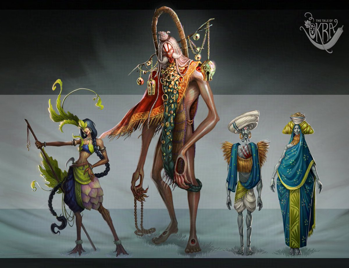 SameekshaHaste's tweet photo. Character Lineup for The Tale of Okra
Bhukka Baba- The false God
Okra- The Chosen one
Aai- Okra's mother
Baba- Okra's father
#characterdesign #characterlineup #noai #fantasy #indianfantasy #creaturedesign https://t.co/Dncgv5G8RB