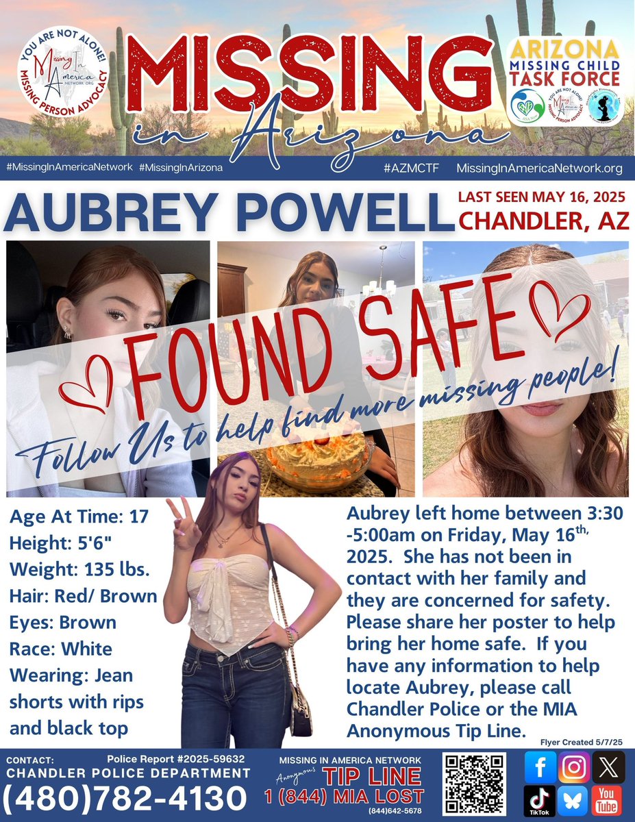 UPDATE: AUBREY HAS BEEN LOCATED AND IS NOW SAFE. Thank you to everyone who cared, shared and helped bring her home safe.