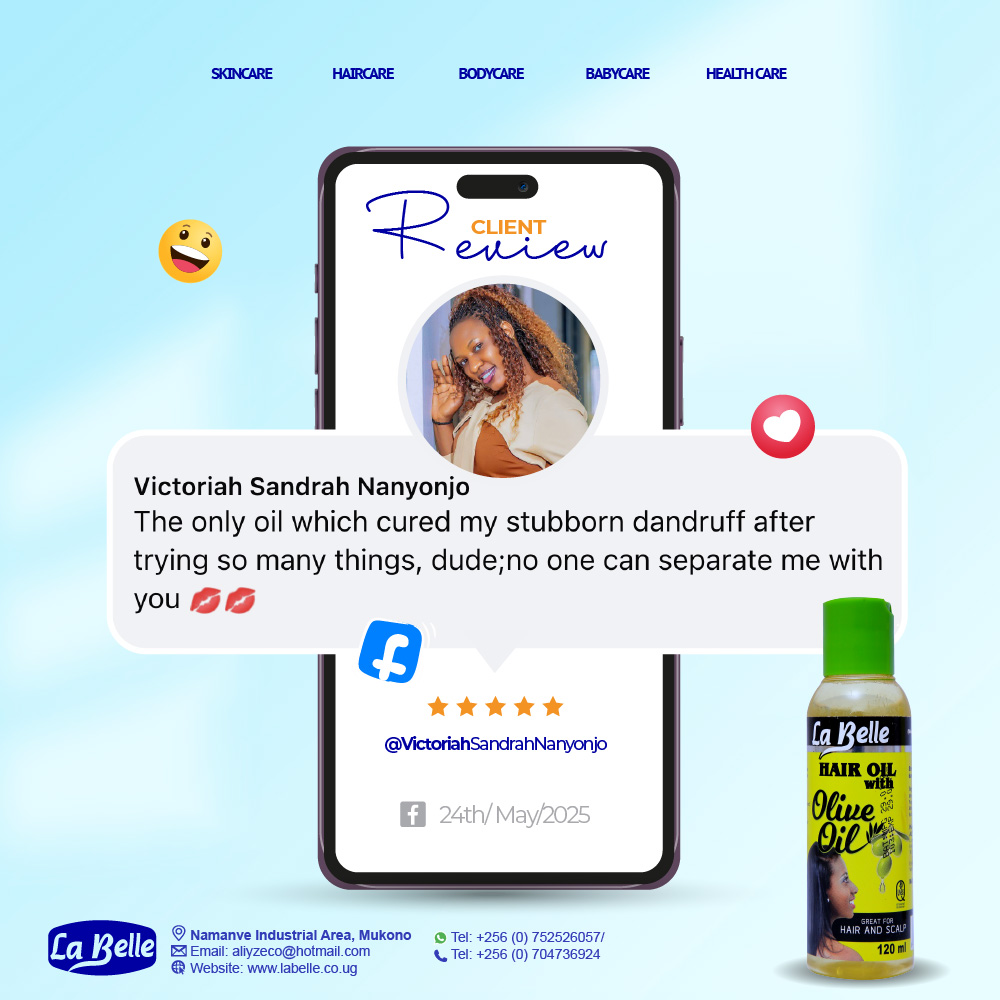 LabelleUganda's tweet photo. #WisdomWednesday Nothing speaks louder than a happy customer! Here's what one of our valued client Victoriah Sandrah Nanyonjo had to say about @labelleuganda #oliveoil.🥰😊 It can work for you too! For orders; #CallOrWhatsapp +256752526057/ 0704736924 #clientlove #Atandi https://t.co/Xbr1CnAk45