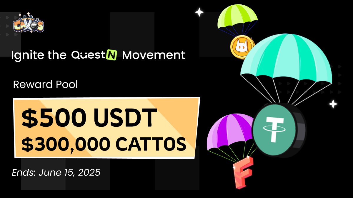 Ignite the QuestN Movement is LIVE!

$500 USDT + 300,000 $CATTOS is now up for grabs in our newly launched “Ignite the 𝐐𝐮𝐞𝐬𝐭𝐍 Movement” Challenge — a social campaign in support of DeFi Cattos as we continue our expansion!

📅 When: May 21 – June 15, 2025

👉 Complete tasks