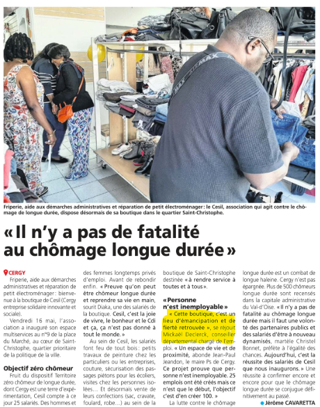 Mickaël DECLERCK (@mickaeldeclerck) on Twitter photo 📰 Merci à #LaGazette de mettre en lumière la nouvelle boutique de l’#EBE #CESIL à #Cergy.
🎯 Une belle illustration du programme #TZCLD.
💬 « Cette boutique, c'est un lieu d'émancipation et fierté retrouvée » – fier de soutenir ce projet sur mon canton, avec <a href="/valdoise/">Département du Val d'Oise</a>.
📸👇 📰 Merci à #LaGazette de mettre en lumière la nouvelle boutique de l’#EBE #CESIL à #Cergy.
🎯 Une belle illustration du programme #TZCLD.
💬 « Cette boutique, c'est un lieu d'émancipation et fierté retrouvée » – fier de soutenir ce projet sur mon canton, avec <a href="/valdoise/">Département du Val d'Oise</a>.
📸👇