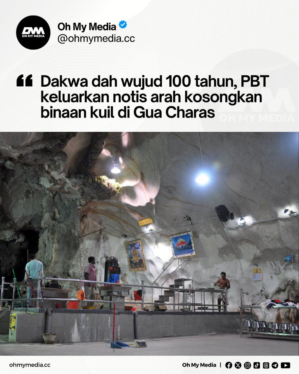 ohmymediacc's tweet photo. Kuil Jalalingeswarar Sivan di Gua Charas, yang didakwa wujud hampir 100 tahun, telah menerima notis arahan kosongkan tapak oleh PBT pada 15 Mei lalu bawah Seksyen 425 Kanun Tanah Negara. 

Ia perlu dikosongkan dalam 30 hari atau pihak terlibat berdepan denda hingga RM500,000 atau penjara lima tahun. PBT kini dalam proses maklumkan perkara itu kepada Unit Penguatkuasaan Negeri Pahang untuk tindakan lanjut.