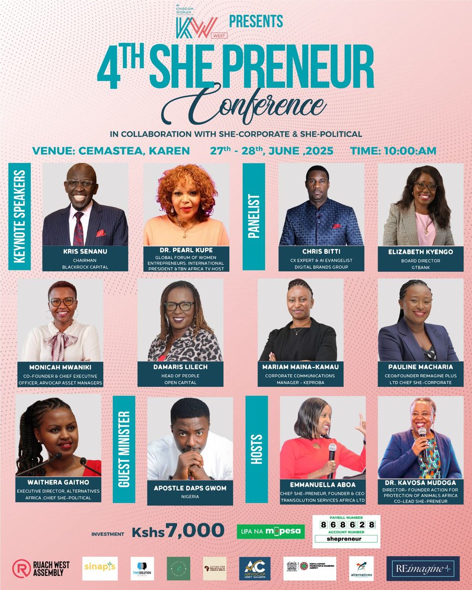 💭What if one experience could unlock your next level- and connect you with Africa’s boldest business minds?
 *The 4th Shepreneur Experience is where vision meets elevation.* 

*Date: 27-28th June 2025* 

 Only *70 seats* available.

 docs.google.com/forms/d/1CR9Wn…