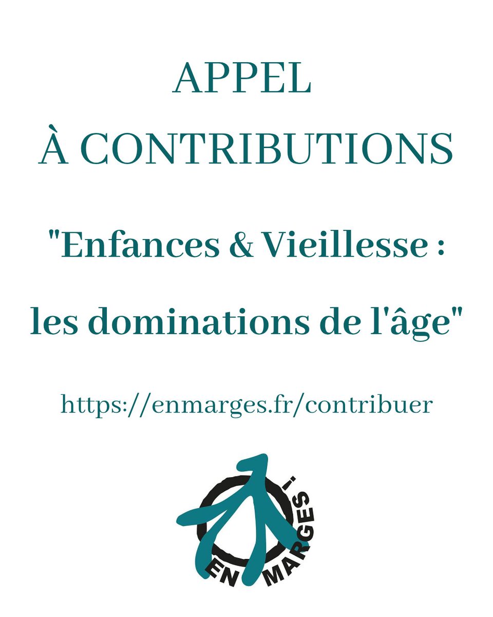 [Appel à contributions] Le 14e numéro de la revue #EnMarges portera sur l'âgisme ! Vous pouvez nous envoyer vos articles, nouvelles, art visuel, etc. jusqu'au 30 juin. On a hâte !