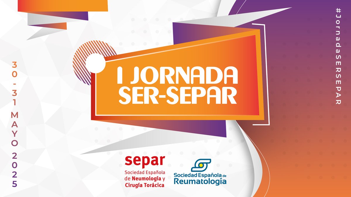 Soc.Esp.Reumatología (@sereumatologia) on Twitter photo 🔔 ¡Todavía te puedes inscribir a la I Jornada SER-SEPAR! #jornadaSEPAR
Una actividad organizada conjuntamente con <a href="/SeparRespira/">SeparRespira</a> , que tendrá lugar el 30 y 31 de mayo en Madrid.
Se tratarán cuestiones de interés como los modelos de atención multidisciplinar en el 🔔 ¡Todavía te puedes inscribir a la I Jornada SER-SEPAR! #jornadaSEPAR
Una actividad organizada conjuntamente con <a href="/SeparRespira/">SeparRespira</a> , que tendrá lugar el 30 y 31 de mayo en Madrid.
Se tratarán cuestiones de interés como los modelos de atención multidisciplinar en el