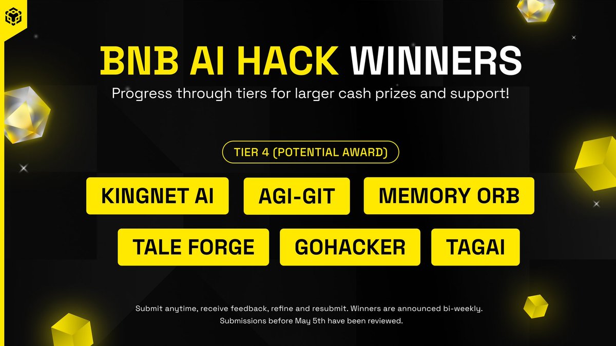 Kingnet AI is aiming to turn No-Code AI Game into reality，and has won the #BNBAIHack Potential Award.

We have achieved the following accomplishments in the past two weeks in <a href="/BNBCHAIN/">BNB Chain</a> :

✅Completed custom generation of 2D Game Art, including character roles, weapons, maps,