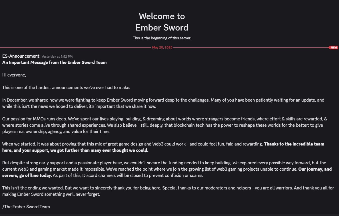 Embersword rug pulled after 3years, collecting millions: ico, landsale and early investors. Deleting discord, saying "sorry" (seed company Aarhus (Denmark), founded 2016 by Mark Laursen and Loren Roosendaal) <a href="/zachxbt/">ZachXBT</a> 
#PlayEmberSword $Ember #rugged #CryptoNews #rugpull #Crypto