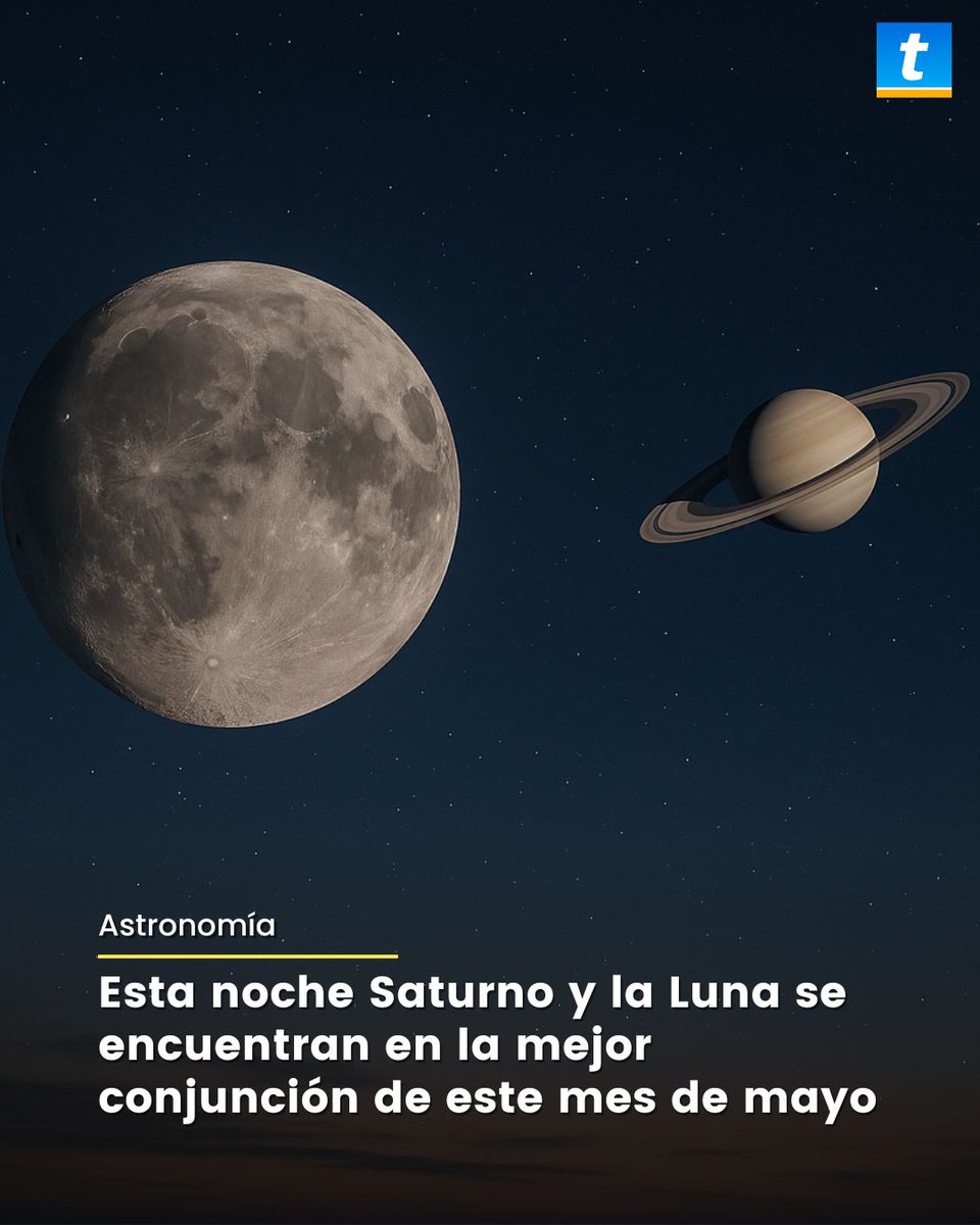 🌙🪐 La Luna y Saturno se encuentran en el firmamento

El 22 de mayo de 2025, la Luna y Saturno estarán en conjunción, alineándose visualmente en el cielo justo antes del amanecer.
✨ Un fenómeno astronómico visible a simple vista que une belleza, ciencia y simbolismo.
🔭 Míralo