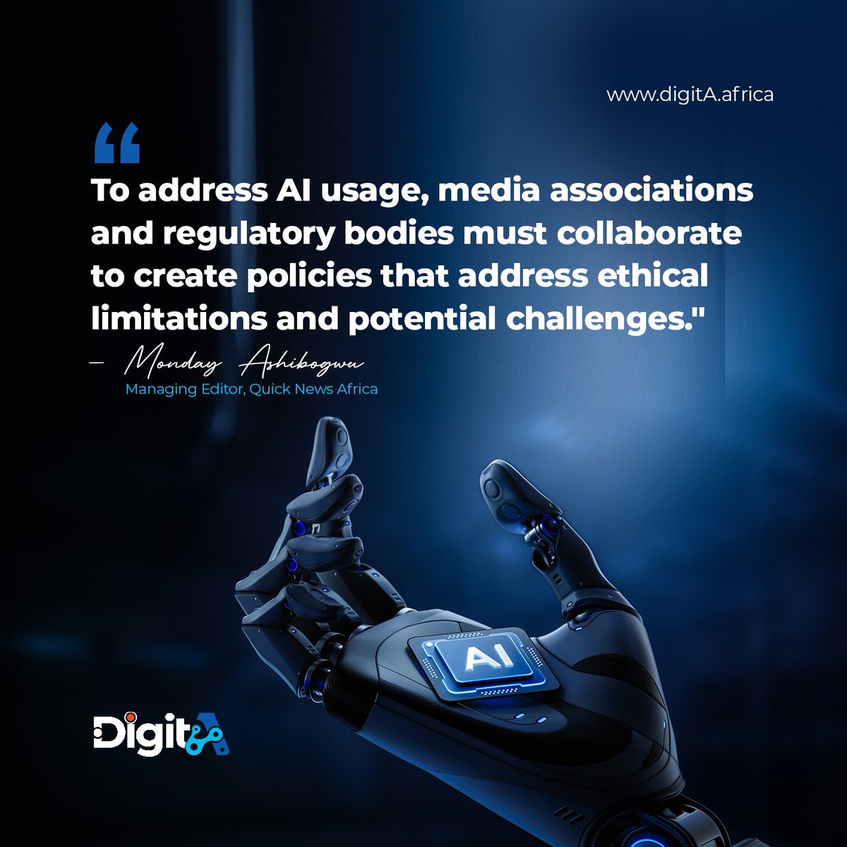 Monday Ashibogwu, the Managing Editor of Quick News Africa, made this statement during the Media Stakeholders Roundtable on “Artificial Intelligence, The Media and Press Freedom: Issues and Perspectives”, held in Lagos.

Link to full article: premiumtimesng.com/news/top-news/…