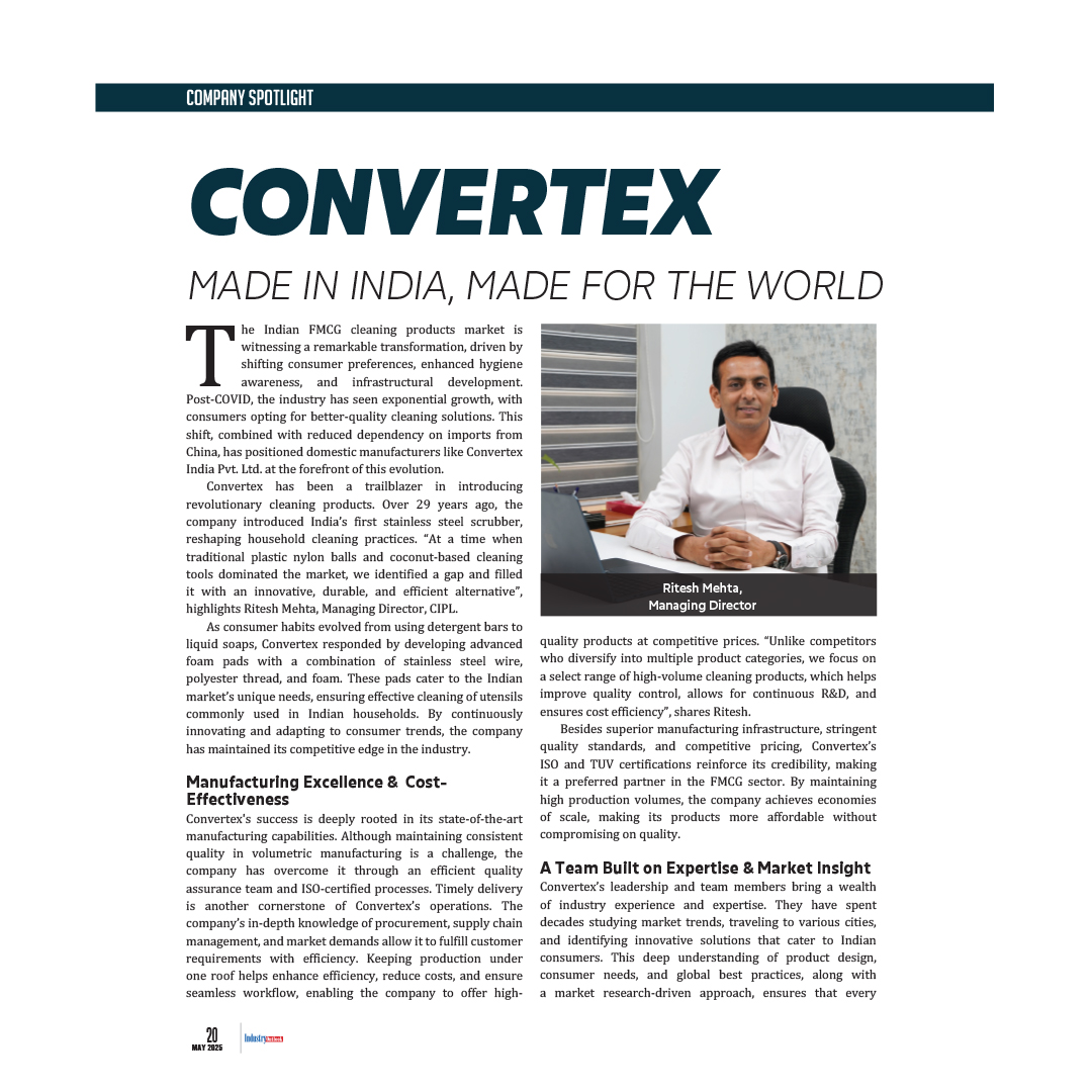 theindustryout1's tweet image. Made In India, Made For The World

Ritesh Mehta, Managing Director,
@ConvertexI

Read More: lnkd.in/ddCRFSf9

#infrastructuraldevelopment #domesticmanufacturers #cleaningsolutions #supplychainmanagement #manufacturinginfrastructure #cleaningproducts #productinnovations