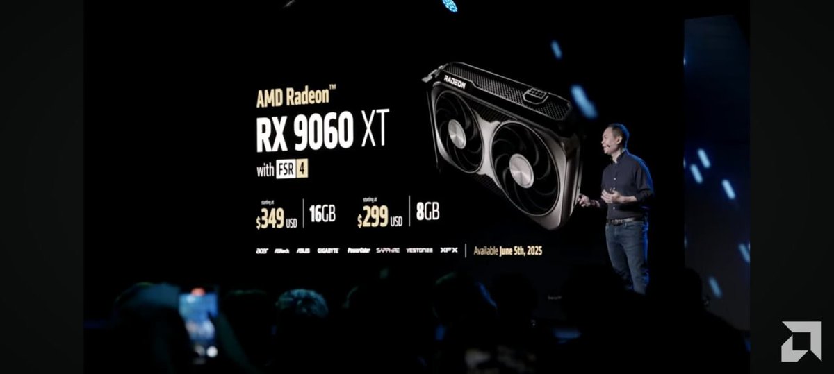 GScorelive's tweet photo. AMD анонсувала RX 9060 XT: бюджетну "вбивцю" RTX 5060 Ti за $350

AMD представила свою нову відеокарту RX 9060 XT, яка обіцяє стати найпотужнішою у своєму ціновому сегменті до $350. Карта вийде у двох версіях: з 8 Гб пам'яті за $299 та 16 Гб за $349. Продажі розпочнуться 5 червня https://t.co/zcql1XRag0