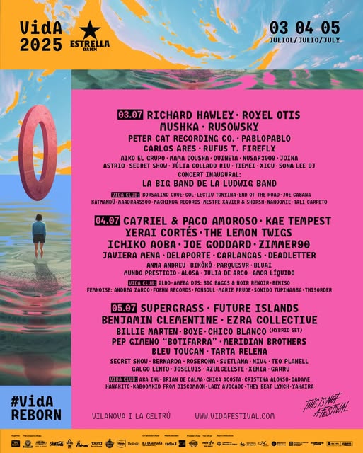 Indie Lovers (@indieloversm) on Twitter photo Així queda definitivament el cartell del <a href="/vidafestival/">Vida Festival</a>, amb tots els artistes i djs confirmats: amb <a href="/SupergrassHQ/">Supergrass</a>, <a href="/kaetempest/">kae tempest</a>, <a href="/RichardHawley/">richardhawley</a>, <a href="/thelemontwigs/">The Lemon Twigs</a>, <a href="/clementinesart/">Benjamin Clementine</a>, <a href="/_DEADLETTER/">DEADLETTER</a>, <a href="/futureislands/">Future Islands</a>, <a href="/RoyelOtis/">Royel Otis</a>, <a href="/Anna_Andreu_/">Anna Andreu</a>, <a href="/tartarelena/">Tarta Relena</a>, <a href="/_RufusTFirefly_/">Rufus T. Firefly</a>, <a href="/parquesvr/">parquesvr</a>... Així queda definitivament el cartell del <a href="/vidafestival/">Vida Festival</a>, amb tots els artistes i djs confirmats: amb <a href="/SupergrassHQ/">Supergrass</a>, <a href="/kaetempest/">kae tempest</a>, <a href="/RichardHawley/">richardhawley</a>, <a href="/thelemontwigs/">The Lemon Twigs</a>, <a href="/clementinesart/">Benjamin Clementine</a>, <a href="/_DEADLETTER/">DEADLETTER</a>, <a href="/futureislands/">Future Islands</a>, <a href="/RoyelOtis/">Royel Otis</a>, <a href="/Anna_Andreu_/">Anna Andreu</a>, <a href="/tartarelena/">Tarta Relena</a>, <a href="/_RufusTFirefly_/">Rufus T. Firefly</a>, <a href="/parquesvr/">parquesvr</a>...