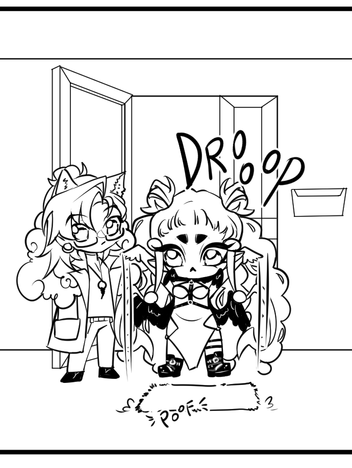 Like I said, small update on "CASA ISA"!
1st chapter: sketches done! Gonna do all line art!
I also have a few bad ass background to do... Pray for me!
Here the lineart of this lovely panel!
#webtoon #vtuber #chibi #lineart #cute