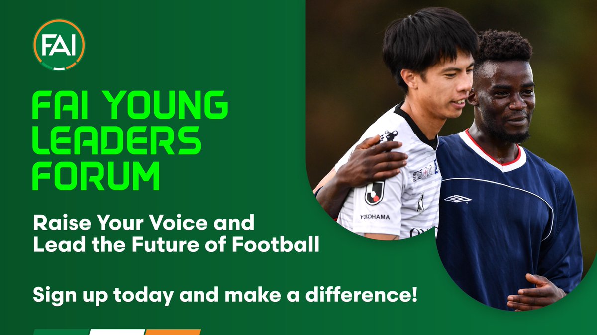Raise Your Voice – Lead the Future of Football  

The Young Leaders Forum is your platform to speak up, take action, and shape the future of football in Ireland.  

👉 fai.ie/latest/applica…