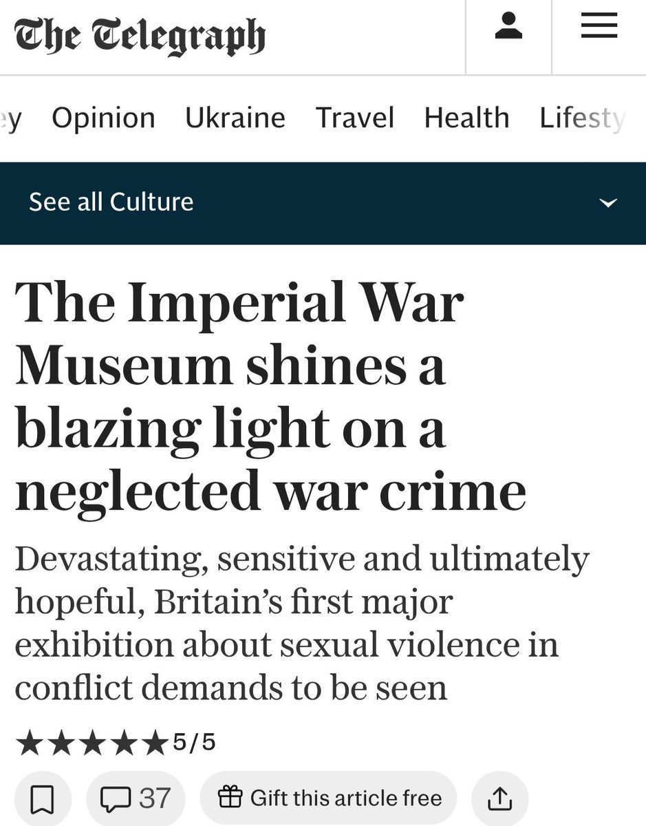 Dr Victoria Taylor 💛💙✈ (@spitfirefilly) on Twitter photo My piece in the <a href="/Telegraph/">The Telegraph</a> reviewing the <a href="/I_W_M/">Imperial War Museums</a> 's vital & groundbreaking new exhibition 'Unsilenced: Sexual Violence in Conflict'. It's running from 23 May until 2 November 2025. Please attend this important exhibition if you can:
telegraph.co.uk/art/reviews/un… My piece in the <a href="/Telegraph/">The Telegraph</a> reviewing the <a href="/I_W_M/">Imperial War Museums</a> 's vital & groundbreaking new exhibition 'Unsilenced: Sexual Violence in Conflict'. It's running from 23 May until 2 November 2025. Please attend this important exhibition if you can:
telegraph.co.uk/art/reviews/un…